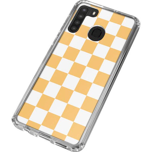 Yellow and White Checkerboard Galaxy A21 Clear Case