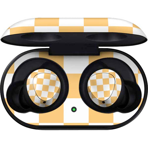 Yellow and White Checkerboard Galaxy Buds Skin
