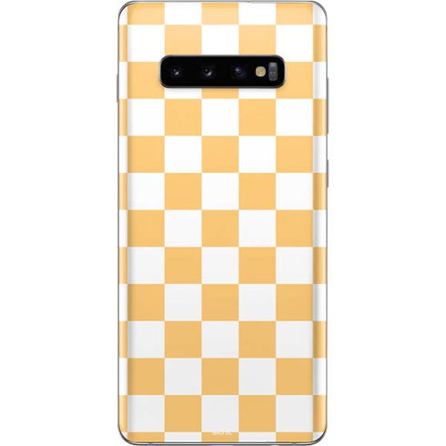 Yellow and White Checkerboard Galaxy S10 Plus Skin
