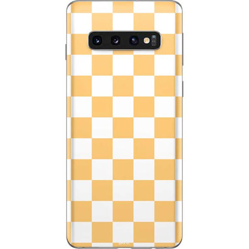 Yellow and White Checkerboard Galaxy S10 Skin