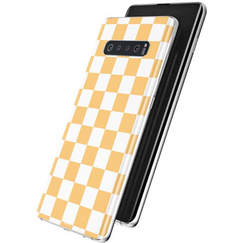 Yellow and White Checkerboard Galaxy S10 Skin