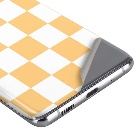 Yellow and White Checkerboard Galaxy S20 Skin