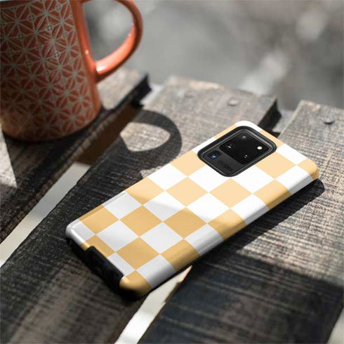 Yellow and White Checkerboard Galaxy S20 Ultra 5G Pro Case