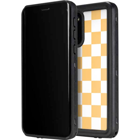 Yellow and White Checkerboard Galaxy S20 Waterproof Case