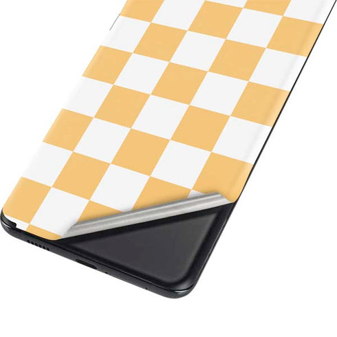 Yellow and White Checkerboard Galaxy S21 5G Skin