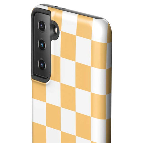 Yellow and White Checkerboard Galaxy S21 Plus 5G Pro Case