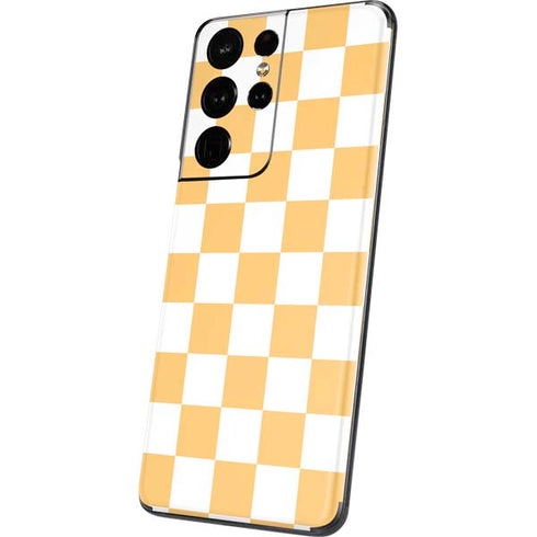 Yellow and White Checkerboard Galaxy S21 Ultra 5G Skin