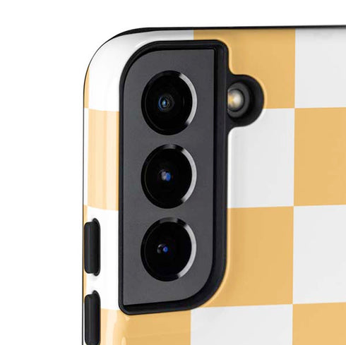 Yellow and White Checkerboard Galaxy S22 Plus Pro Case