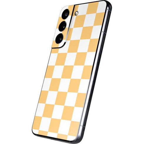 Yellow and White Checkerboard Galaxy S22 Skin