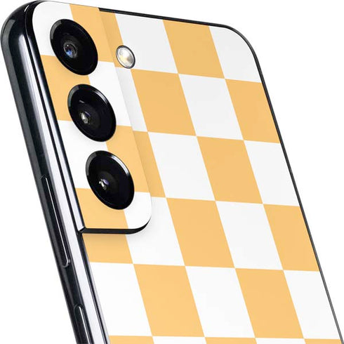 Yellow and White Checkerboard Galaxy S22 Skin