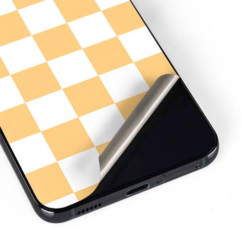 Yellow and White Checkerboard Galaxy S22 Skin