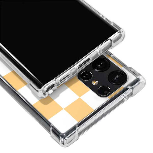 Yellow and White Checkerboard Galaxy S22 Ultra Clear Case