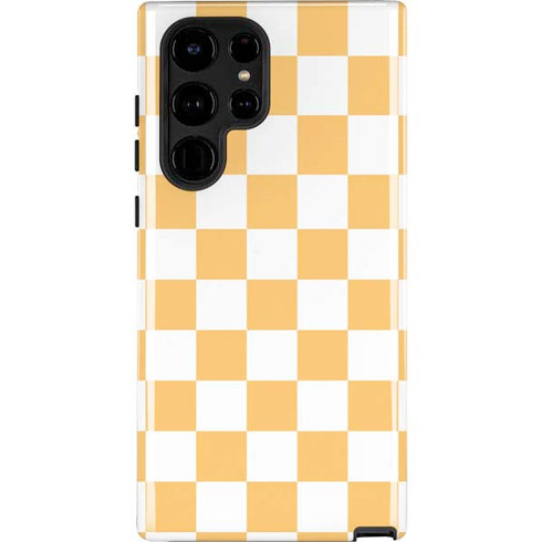 Yellow and White Checkerboard Galaxy S22 Ultra Pro Case