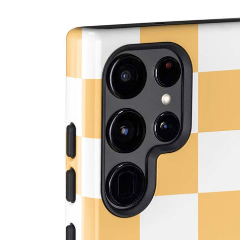 Yellow and White Checkerboard Galaxy S22 Ultra Pro Case