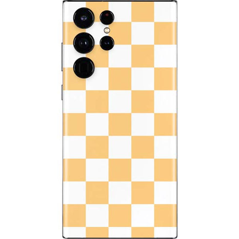 Yellow and White Checkerboard Galaxy S22 Ultra Skin