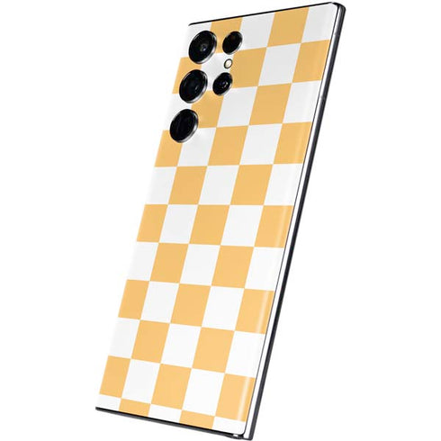 Yellow and White Checkerboard Galaxy S22 Ultra Skin