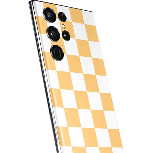 Yellow and White Checkerboard Galaxy S22 Ultra Skin
