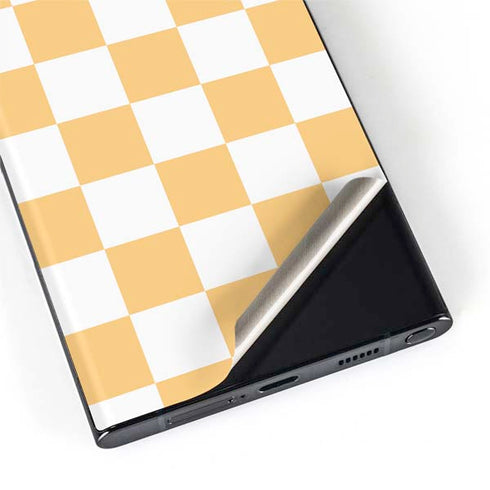 Yellow and White Checkerboard Galaxy S22 Ultra Skin