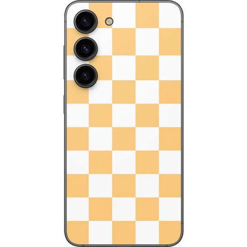 Yellow and White Checkerboard Galaxy S23 Skin
