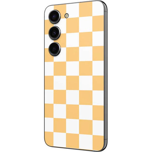 Yellow and White Checkerboard Galaxy S23 Skin