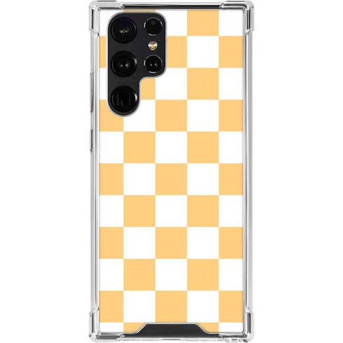Yellow and White Checkerboard Galaxy S24 Ultra Clear Case