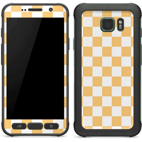 Yellow and White Checkerboard Galaxy S7 Active Skin