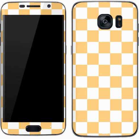 Yellow and White Checkerboard Galaxy S7 Skin