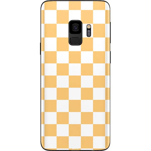 Yellow and White Checkerboard Galaxy S9 Skin