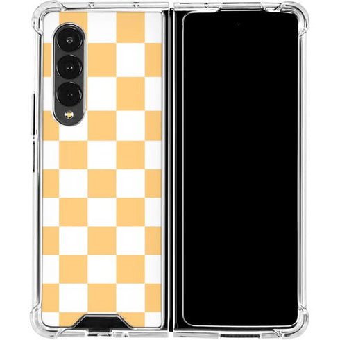 Yellow and White Checkerboard Galaxy Z Fold4 5G Clear Case