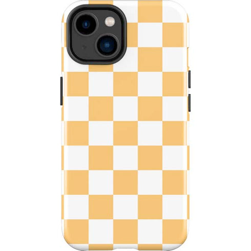 Yellow and White Checkerboard iPhone 14 Plus Impact Case