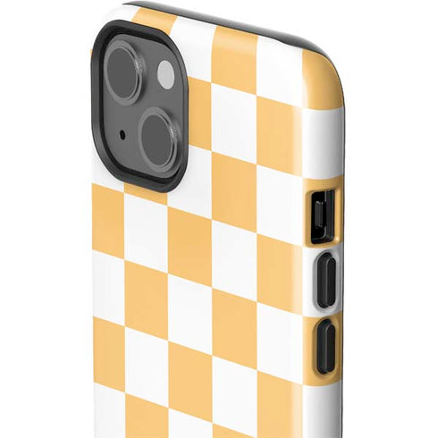 Yellow and White Checkerboard iPhone 14 Plus Impact Case