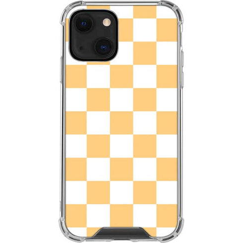 Yellow and White Checkerboard iPhone 14 Plus Clear Case
