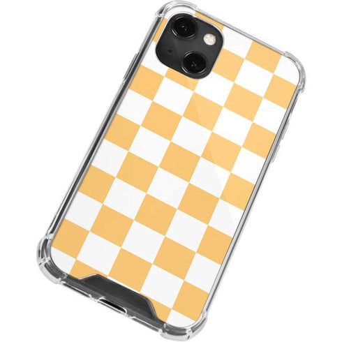 Yellow and White Checkerboard iPhone 15 Plus Clear Case