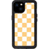 Yellow and White Checkerboard iPhone 15 Plus Waterproof Case