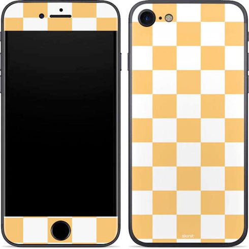 Yellow and White Checkerboard iPhone 8 Skin