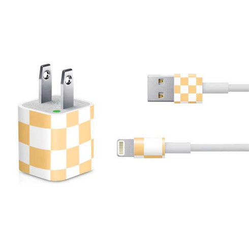 Yellow and White Checkerboard iPhone Charger (5W USB) Skin
