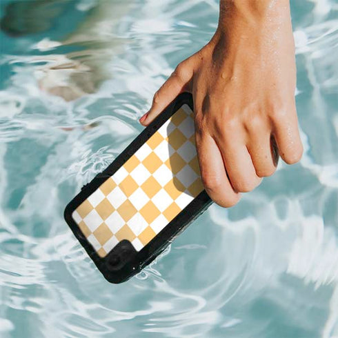 Yellow and White Checkerboard iPhone XR Waterproof Case