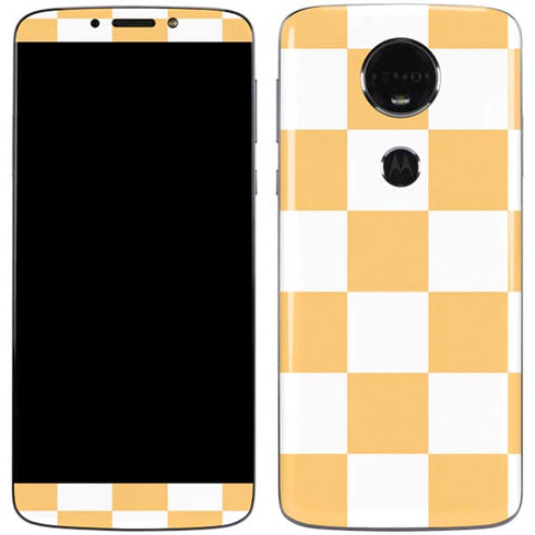 Yellow and White Checkerboard Moto E5 Plus Skin