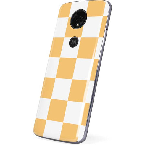 Yellow and White Checkerboard Moto E5 Plus Skin