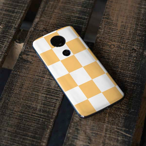 Yellow and White Checkerboard Moto E5 Plus Skin