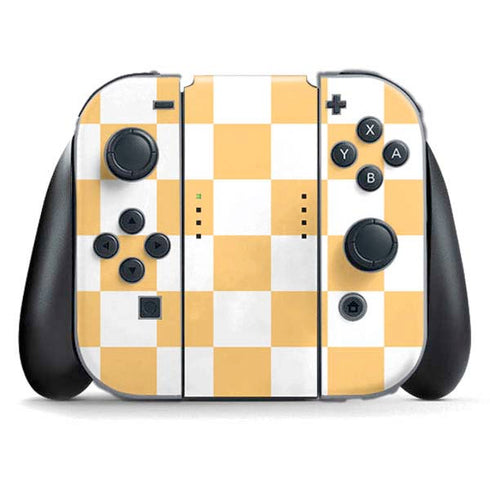 Yellow and White Checkerboard Nintendo Switch (2017-2021) Joy-Con Controller Skin