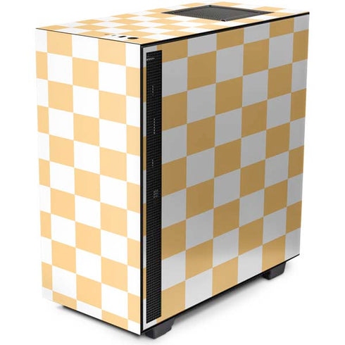 Yellow and White Checkerboard NZXT H510 Compact ATX Mid-Tower Case Skin