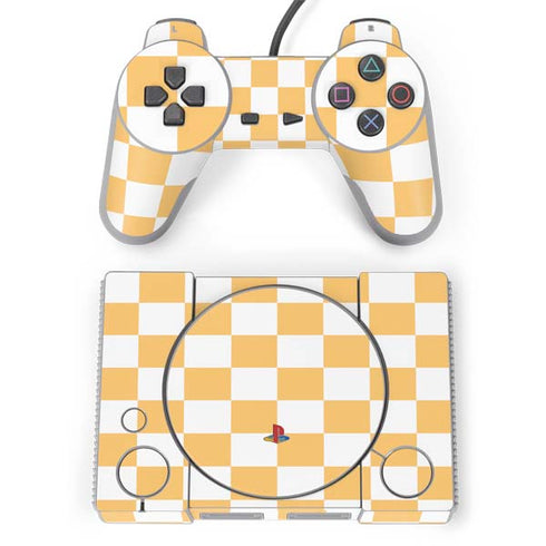 Yellow and White Checkerboard PlayStation Classic Bundle Skin