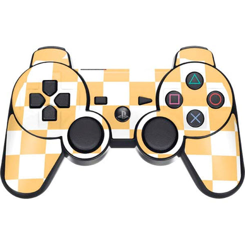 Yellow and White Checkerboard PS3 Dual Shock wireless controller Skin