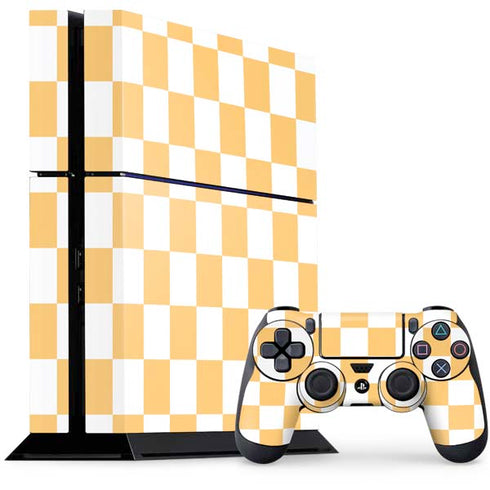 Yellow and White Checkerboard PS4 Console and Controller Bundle Skin