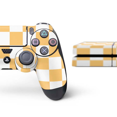 Yellow and White Checkerboard PS4 Console and Controller Bundle Skin