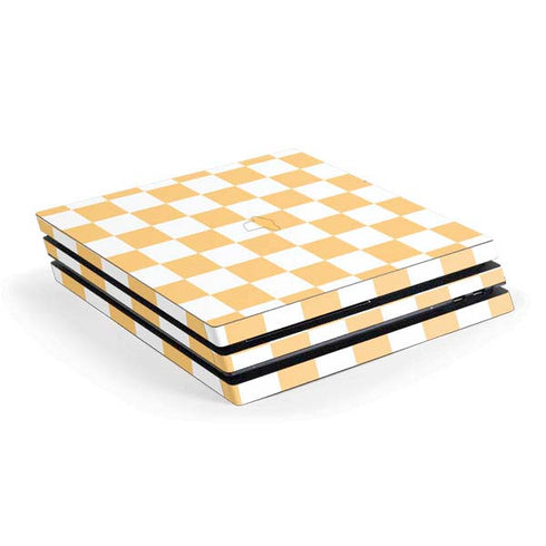 Yellow and White Checkerboard PS4 Pro Console Skin