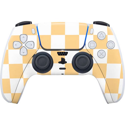 Yellow and White Checkerboard PS5 Controller Skin
