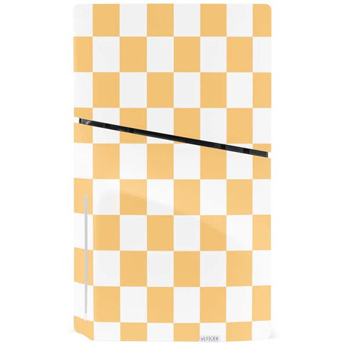 Yellow and White Checkerboard PS5 Slim Disk Console Skin