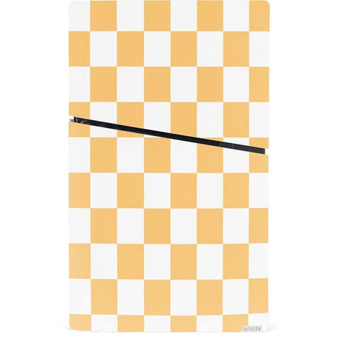 Yellow and White Checkerboard PS5 Slim Digital Edition Console Skin
